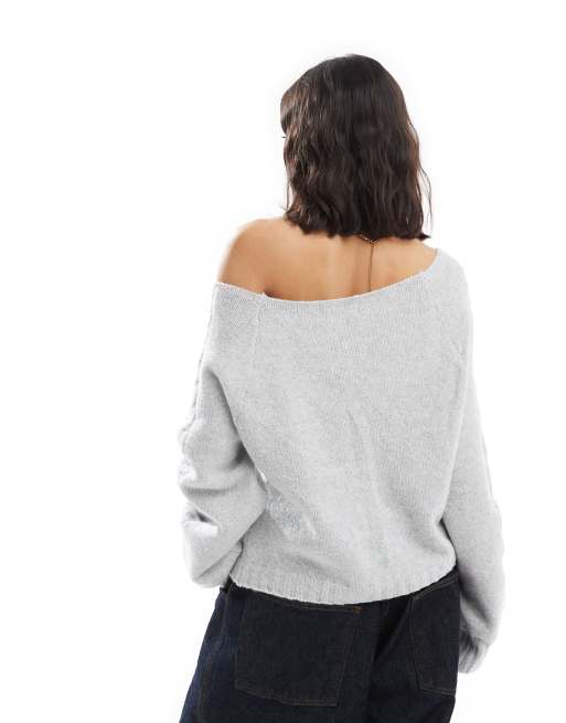 Cable Knit Thick Off The Shoulder Sweater Hollister Off The