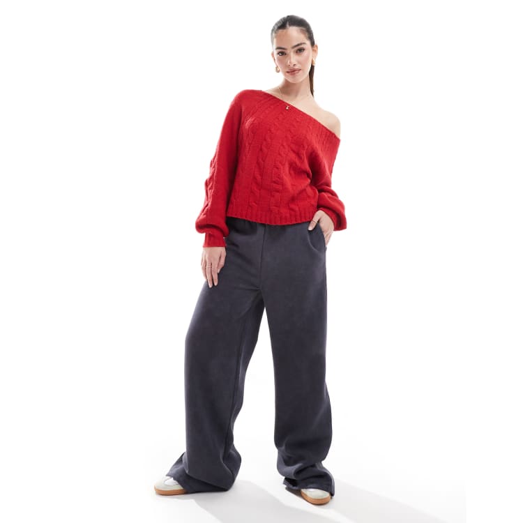 Hollister red off the shoulder top clearance