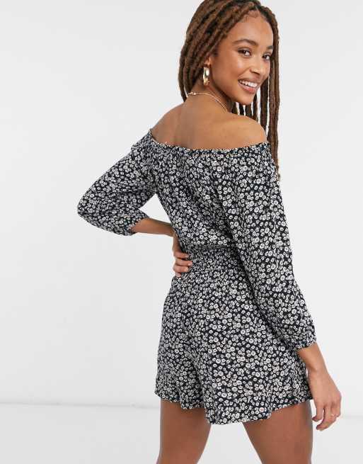 Off the shoulder romper dress sales