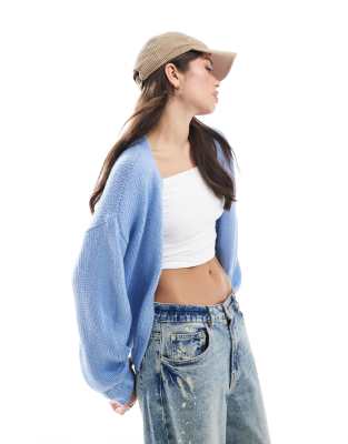 Hollister - Offene Strickjacke in Blau mit lockerem Schnitt