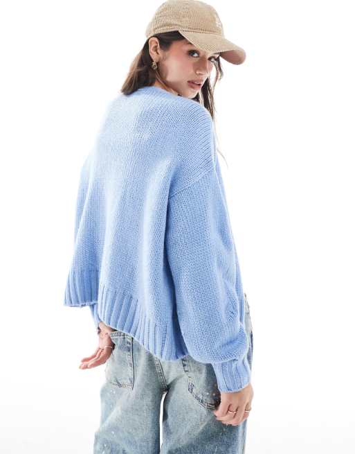 Hollister – Offene Strickjacke in Blau mit lockerem Schnitt ASOS