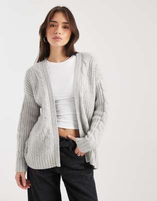 Hollister - Offene Strickjacke in Grau