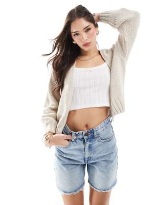 Hollister - Offene Strickjacke in Hellbeige mit lockerem Schnitt-Neutral