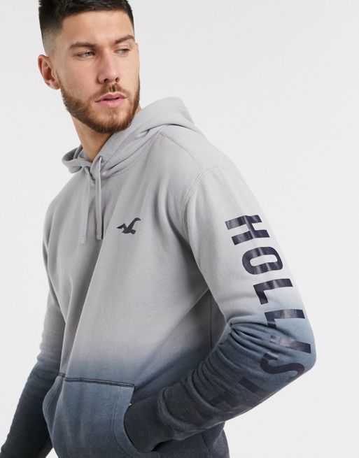 Hollister ombre logo hoodie in grey
