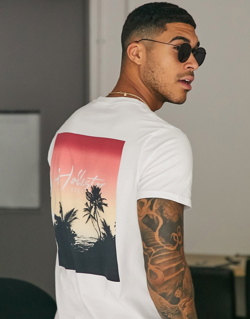 Hollister ombre print logo t-shirt in white
