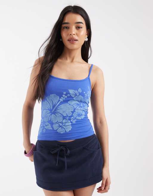 Hollister - Omkeerbare cami met hibiscusprint in blauw