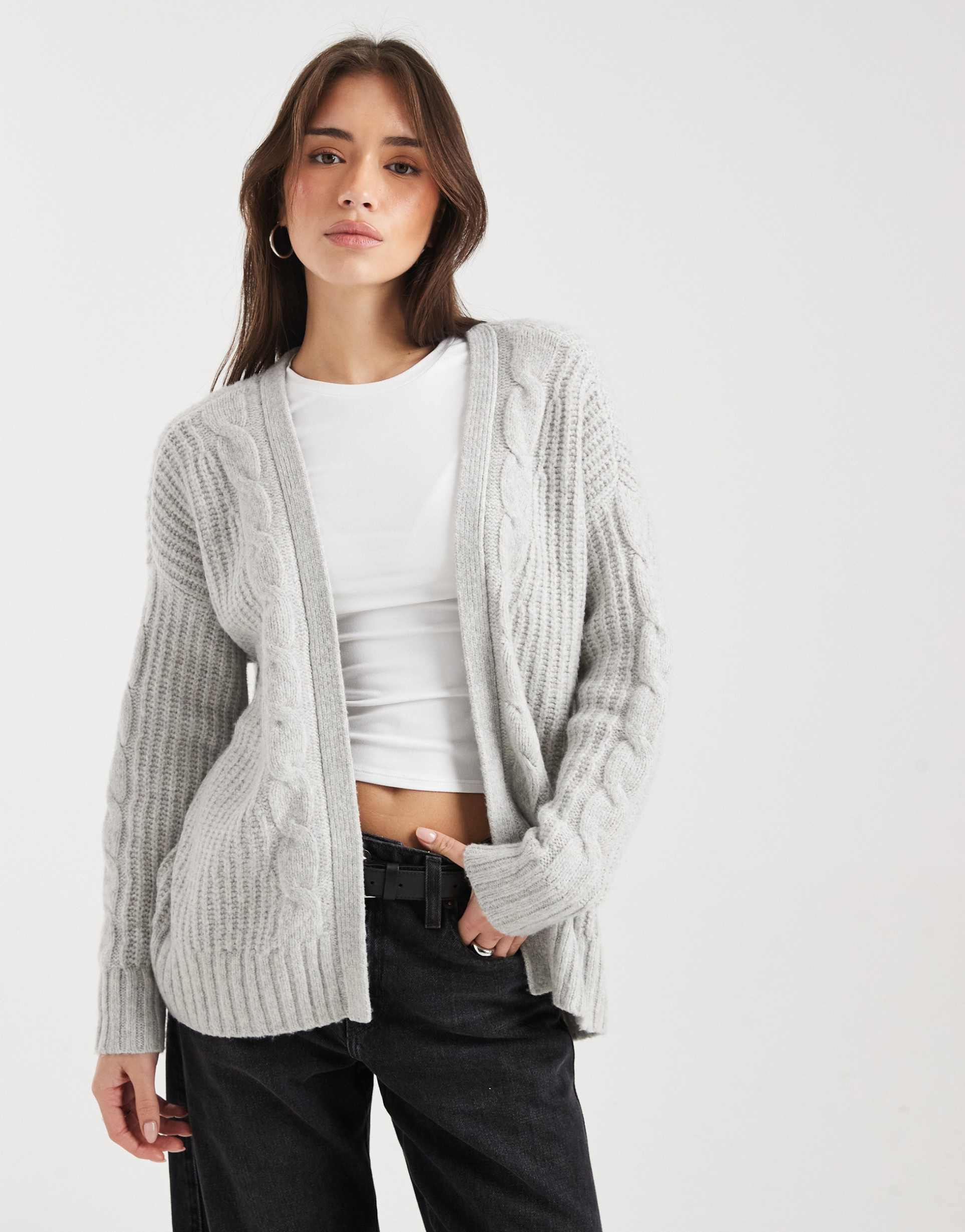 hollister open cardigan in gray