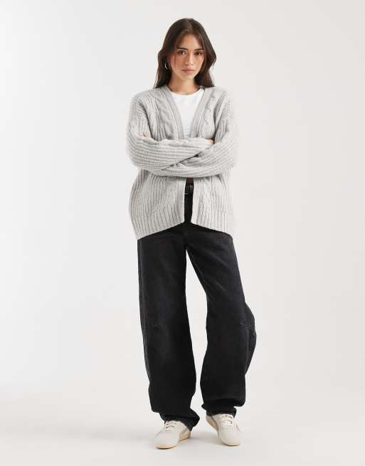 Hollister open cardigan in grey, 2 of 4