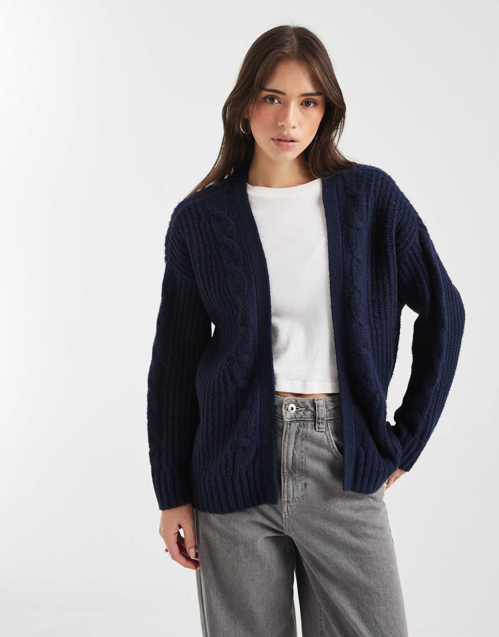 hollister open cardigan in navy