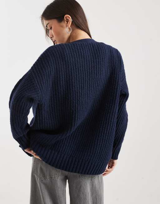 Hollister open cardigan in navy, 4 of 4