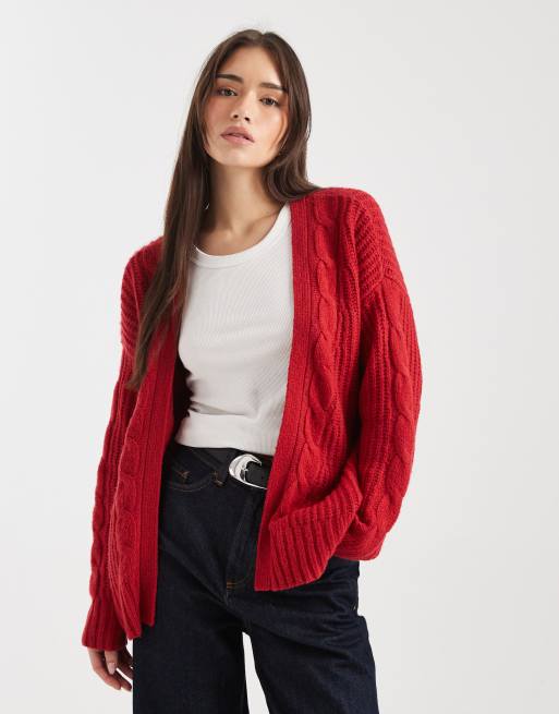 Hollister open cardigan in red