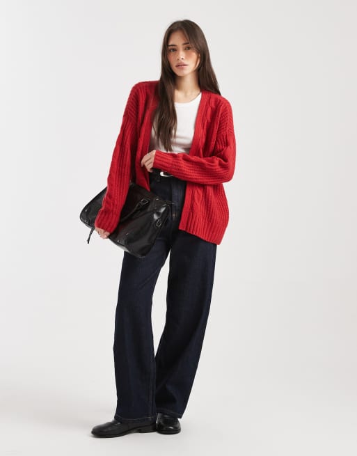 Hollister open cardigan in red, 2 of 4