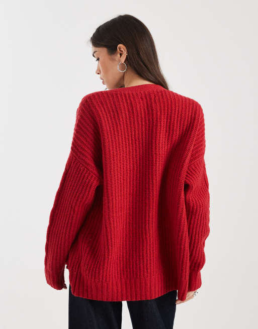 Hollister open cardigan in red, 3 of 4