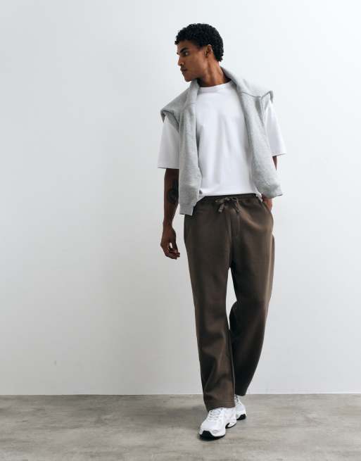 Hollister open cuff joggers in brown, 3 of 5