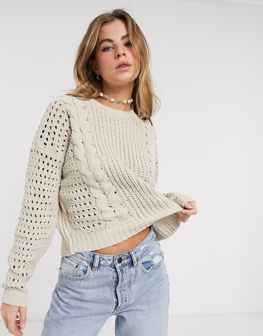 Hollister open stitch cable chenille jumper
