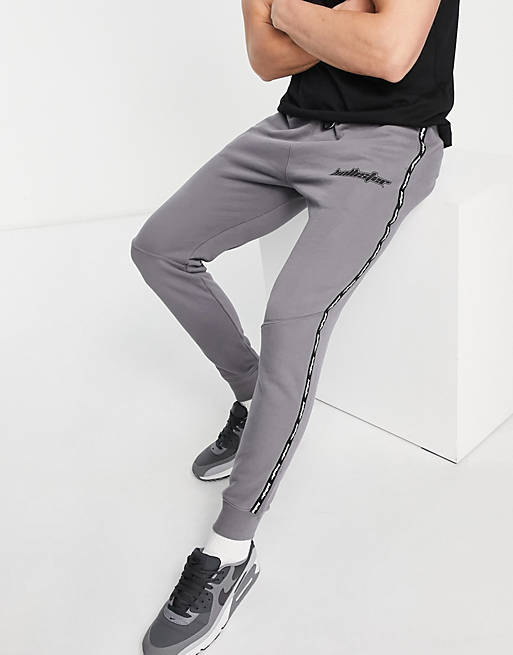 Hollister outdoor taped logo cuffed trackies in grey