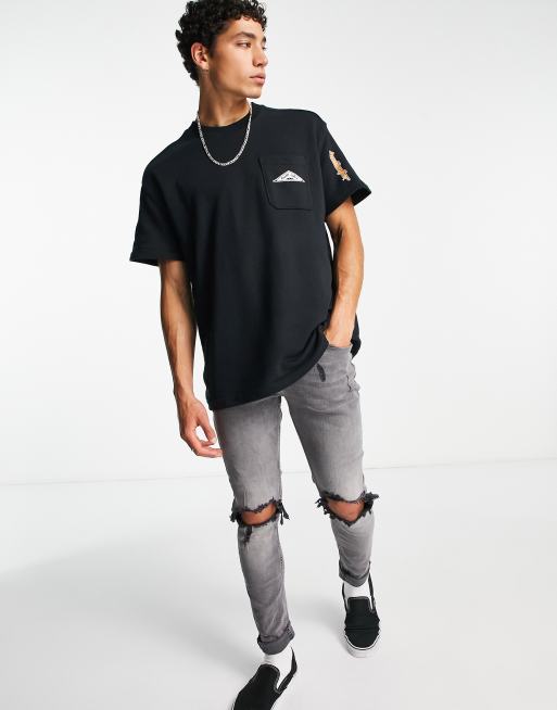 Hollister outdoors logo short sleeve oversized sweat t shirt in