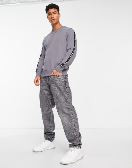 Hollister outdoors logo tape sweatshirt in gray
