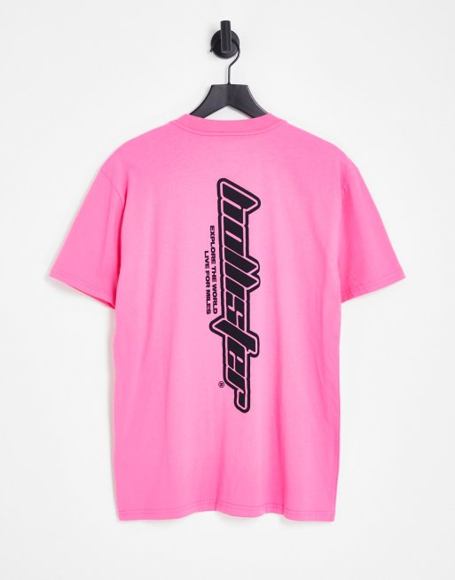 Hollister - Outdoors - T-shirt rosa con logo al centro e sulla schiena