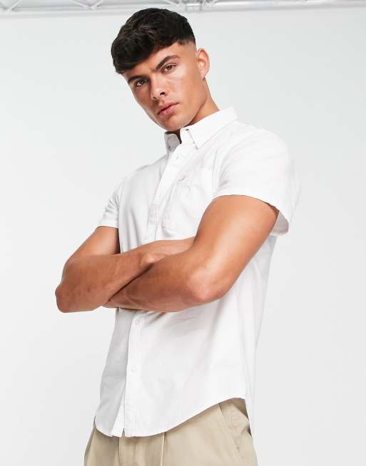 Hollister - Overhemd met korte mouwen en iconisch logo in dezelfde tint in wit