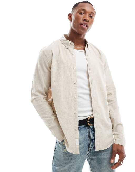 Hollister - Overhemd van dobby met lange mouwen in lichtbeige