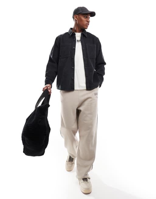 Hollister - Overshirt van breed corduroy in antraciet, 2 van 4