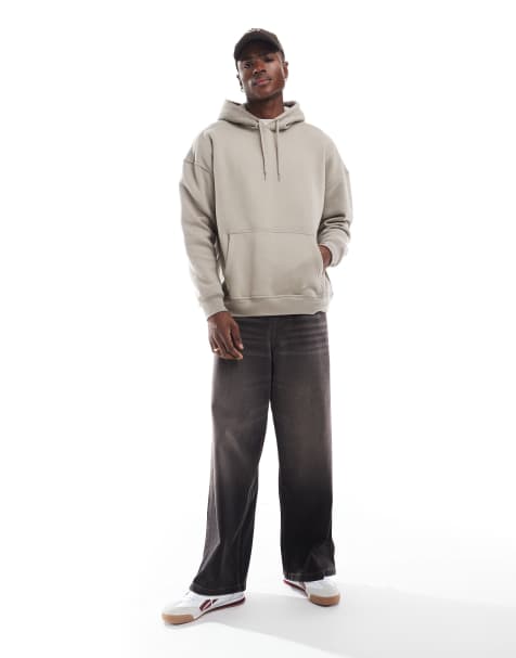 Hollister – Oversize-Kapuzenpullover in Beige-Bunt mit Logodetail - view 1