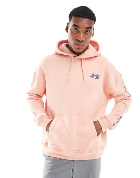 Hollister oversized 90's style logo sweatshirt in coral orange - view 1
