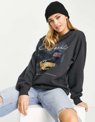Hollister oversized acid wash sweatshirt in grey