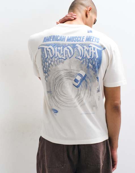 Hollister oversized auto graphic t-shirt in cream - view 1