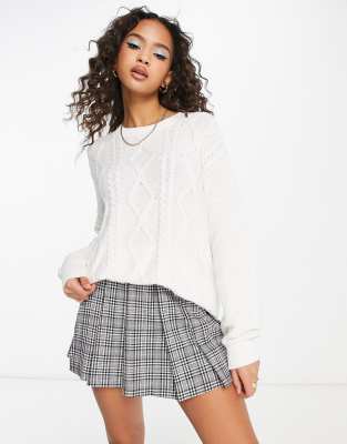 Hollister oversized cable knit jumper in cream