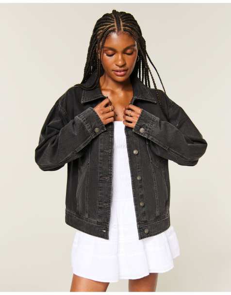 Hollister Oversized denim jacket in washed black - view 1