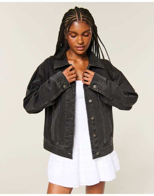 Hollister Oversized denim jacket in washed black