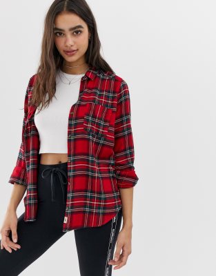 Hollister oversized plaid shirt clearance