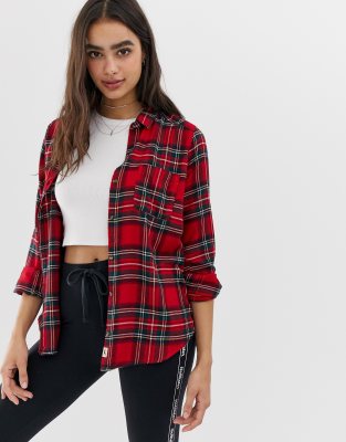 hollister red and black flannel