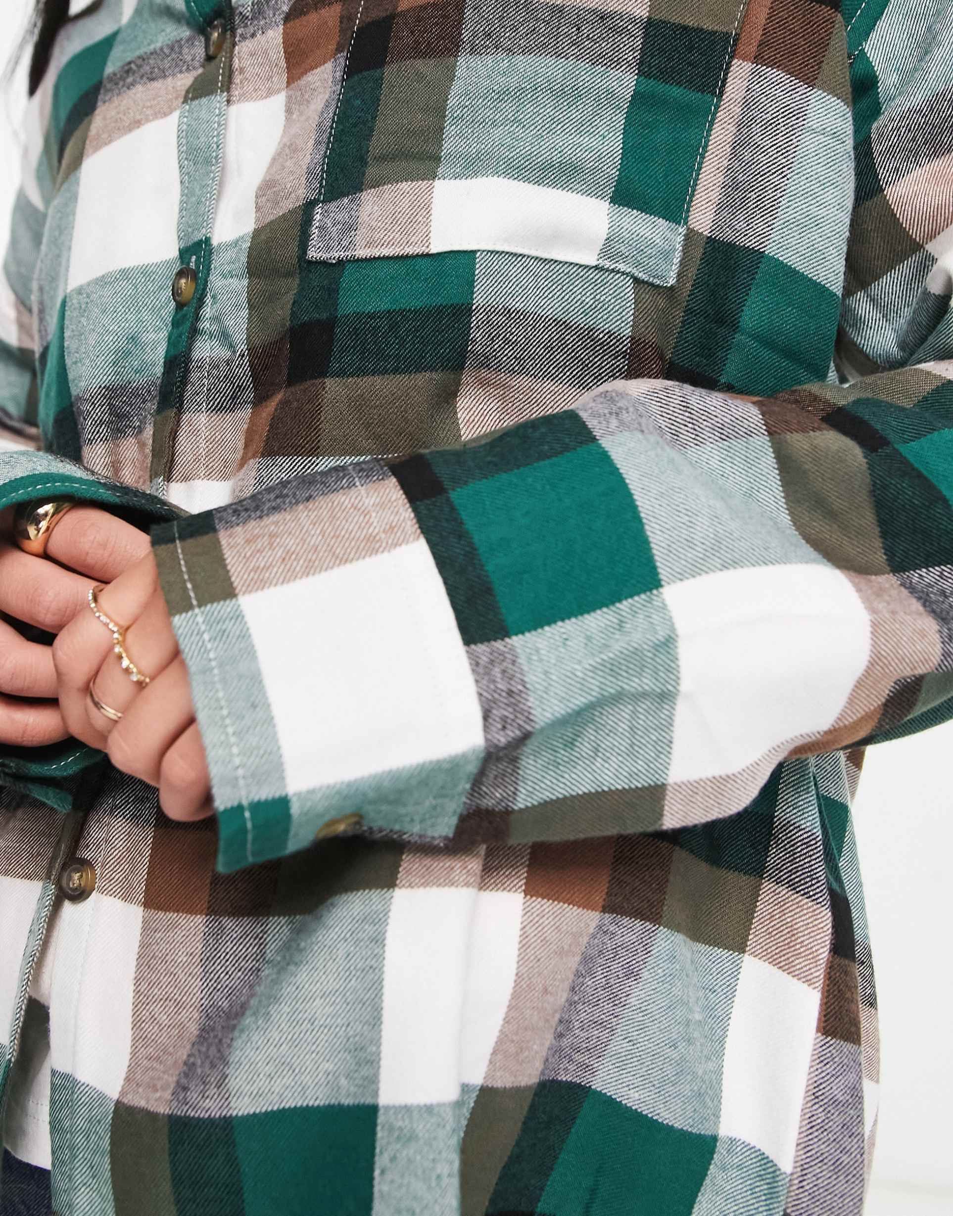 Hollister oversized flannel shirt in brown plaid view 4