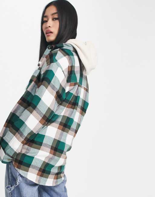 Hollister oversized flannel shirt in brown plaid