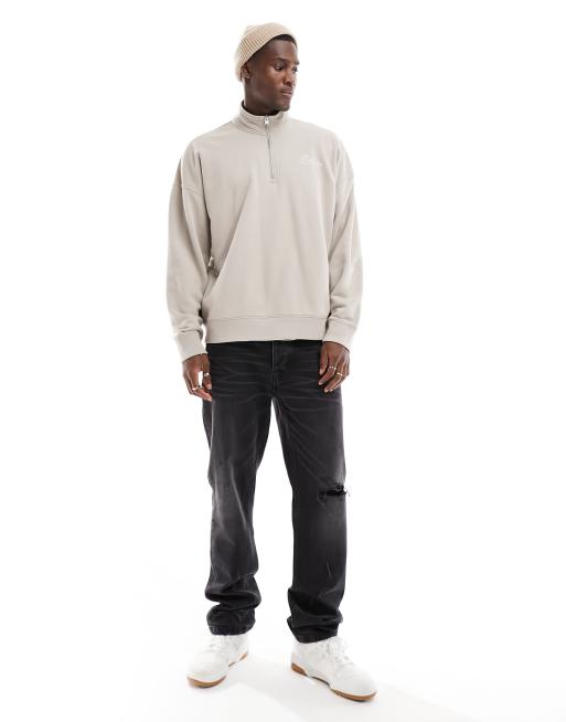 Hollister cozy half zip sweatshirt in cream, ASOS