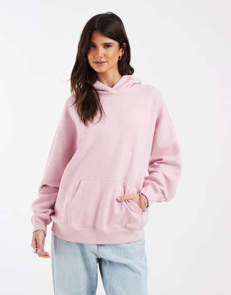 Hollister oversized hoodie in baby pink - view 1