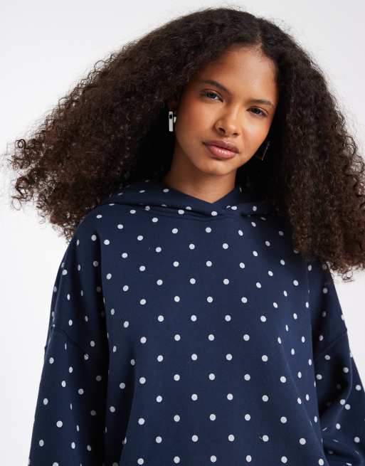 Hollister oversized hoodie in navy polka dot print | ASOS