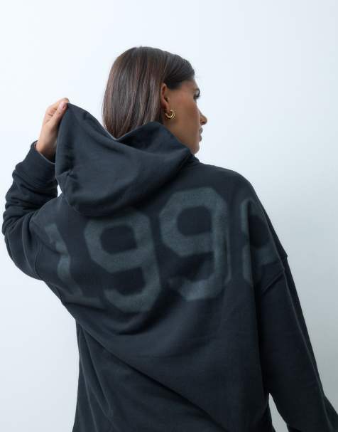 Hollister oversized hoodie met print in zwart - view 1