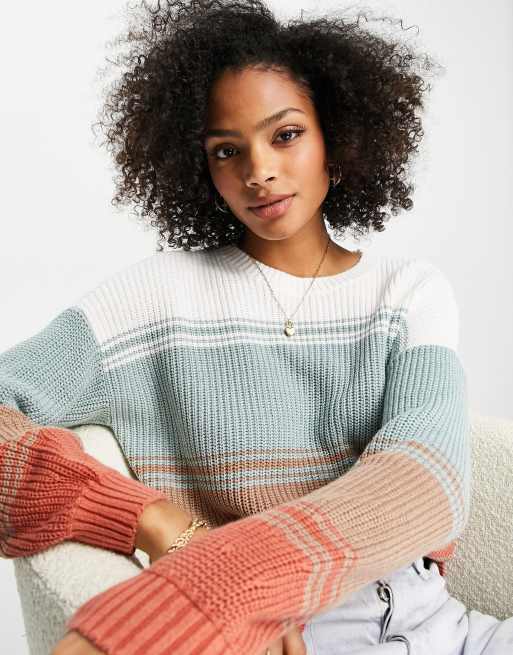 Hollister oversized jumper in multi stripe | ASOS