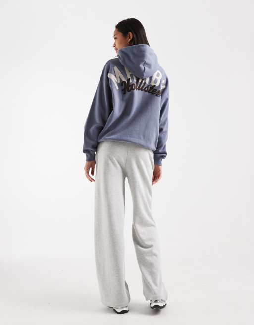 Hollister oversized logo graphic hoodie in blue grey, 4 of 4