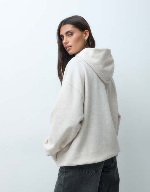 Hollister oversized logo graphic hoodie in oatmeal, 4 of 4