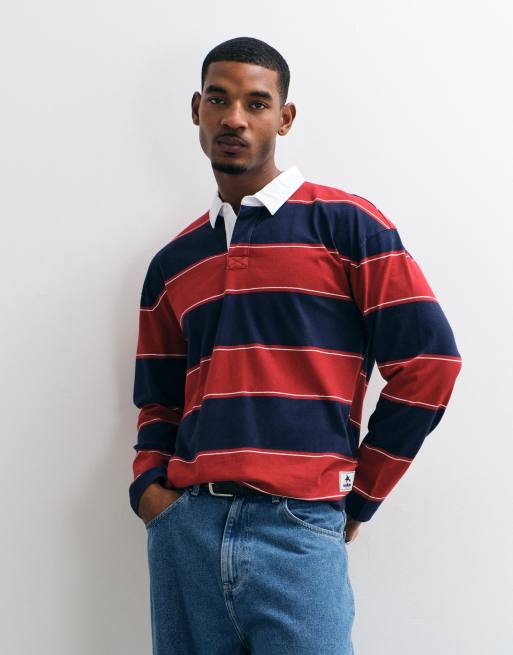 Hollister oversized long sleeve rugby polo in red and blue stripe, 3 of 5