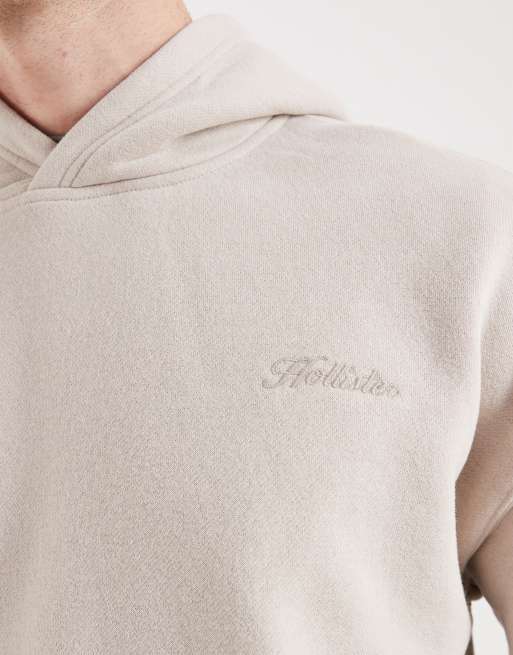 Hollister oversized mini logo hoodie in beige, 2 of 5