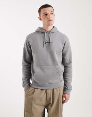 Hollister oversized mini logo hoodie in grey marl