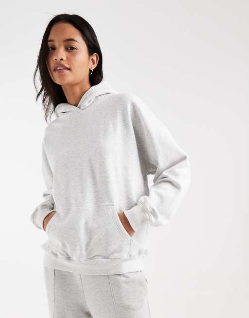 Hollister oversized pull on hoodie in light grey, 1 of 4
