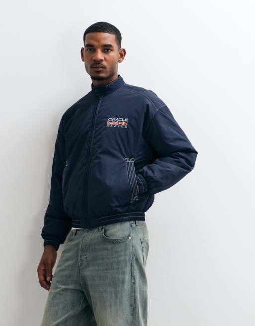 Hollister oversized racer jacket in navy, 3 of 5