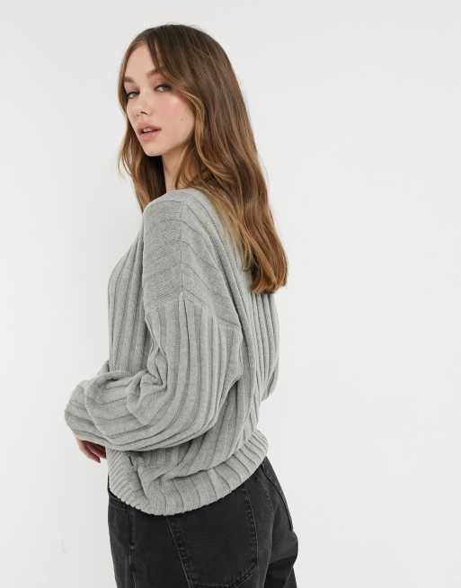 Hollister Womens Pullover Sweater Knitted V Neck Long Sleeves Gray Siz –  Goodfair